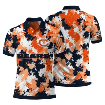 Chicago Bears Polo Shirt Customized Pixel Camo Blue Fashion Forward