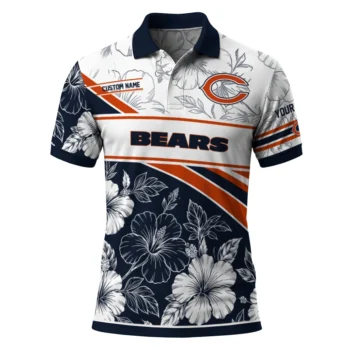 Chicago Bears Polo Shirt Personalized Floral Angles Blue White Best Selling
