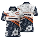 Chicago Bears Polo Shirt Personalized Floral Angles Blue White Best Selling