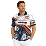 Chicago Bears Polo Shirt Personalized Floral Angles Blue White Best Selling