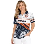 Chicago Bears Polo Shirt Personalized Floral Angles Blue White Best Selling