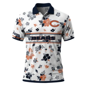 Chicago Bears Polo Shirt Personalized Floral Pinstripe Blue White Best Selling