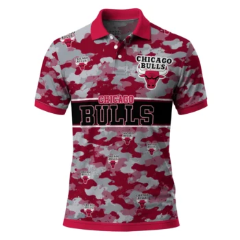 Chicago Bulls Polo Shirt - Custom Camo Band Red