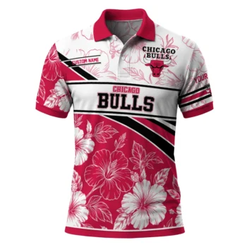 Chicago Bulls Polo Shirt - Custom Floral Angles Red White