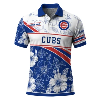 Chicago Cubs Polo Shirt Custom Floral Angles Blue White Best Selling