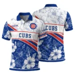 Chicago Cubs Polo Shirt Custom Floral Angles Blue White Best Selling