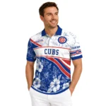 Chicago Cubs Polo Shirt Custom Floral Angles Blue White Best Selling