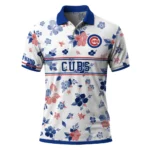 Chicago Cubs Polo Shirt Custom Floral Pinstripe Blue White Best Selling