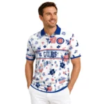 Chicago Cubs Polo Shirt Custom Floral Pinstripe Blue White Best Selling