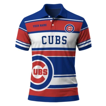 Chicago Cubs Polo Shirt Custom Horizontal Blocks Blue Best Selling