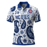 Chicago Cubs Polo Shirt Custom Paisley Florals Blue White Best Selling