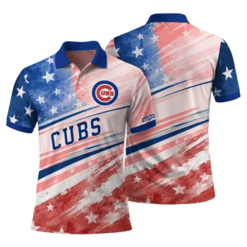 Chicago Cubs Polo Shirt Custom Star Stripes Red Blue Fashion Forward