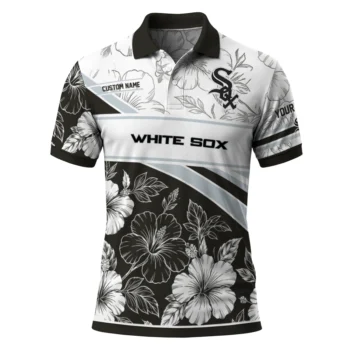 Chicago White Sox Polo Shirt Customized Floral Angles Black White Best Selling