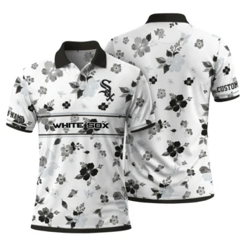 Chicago White Sox Polo Shirt Customized Floral Pinstripe Black White Fashion Forward