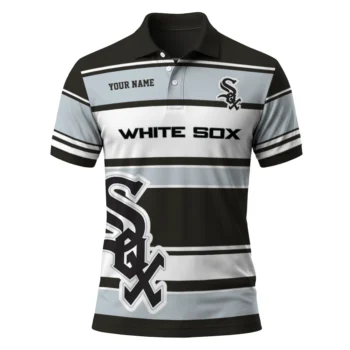 Chicago White Sox Polo Shirt Customized Horizontal Blocks Black Best Selling