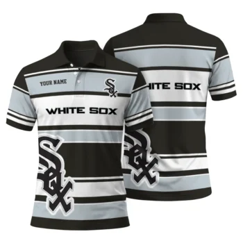 Chicago White Sox Polo Shirt Customized Horizontal Blocks Black Fashion Forward