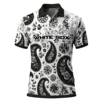 Chicago White Sox Polo Shirt Customized Paisley Florals Black White Best Selling