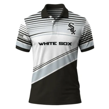Chicago White Sox Polo Shirt Customized Slanted Stripes Black White Best Selling