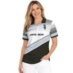 Chicago White Sox Polo Shirt Customized Slanted Stripes Black White Best Selling