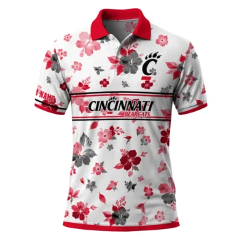 Cincinnati Bearcats Polo Shirt Custom Floral Pinstripe Red White Best Selling