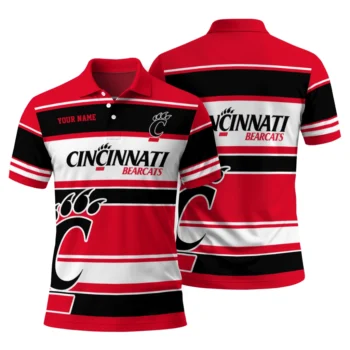 Cincinnati Bearcats Polo Shirt Custom Horizontal Blocks Red Fashion Forward