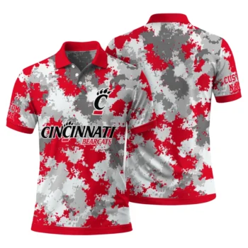 Cincinnati Bearcats Polo Shirt Custom Pixel Camo Red Fashion Forward