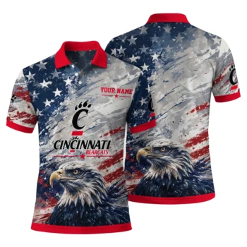 Cincinnati Bearcats Polo Shirt Custom Star Brushstrokes Red Blue Fashion Forward