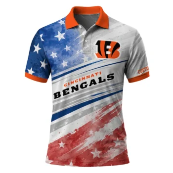 Cincinnati Bengals Polo Shirt Custom Star Stripes Red Blue Best Selling