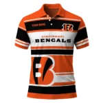 Cincinnati Bengals Polo Shirt Customized Horizontal Blocks Orange Best Selling