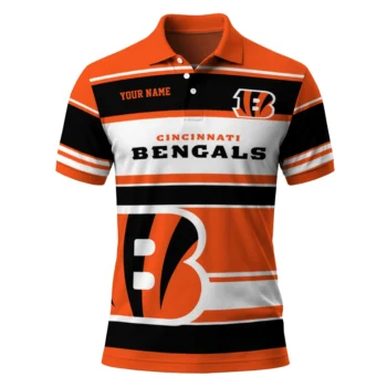 Cincinnati Bengals Polo Shirt Customized Horizontal Blocks Orange Best Selling