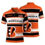 Cincinnati Bengals Polo Shirt Customized Horizontal Blocks Orange Best Selling