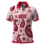Cincinnati Reds Polo Shirt Personalized Paisley Florals Red White Best Selling