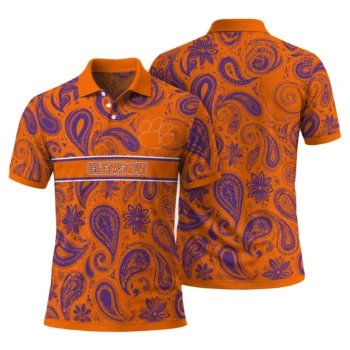 Clemson Tigers Polo Shirt Customized Paisley Band Orange Fashion Forward