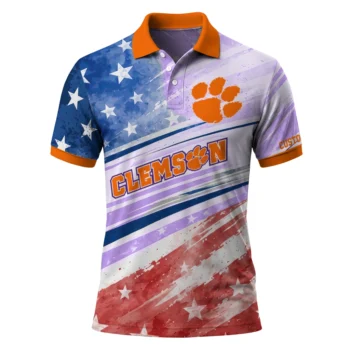 Clemson Tigers Polo Shirt Customized Star Stripes Red Blue Best Selling