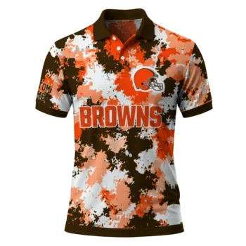 Cleveland Browns Polo Shirt Custom Pixel Camo Brown Best Selling