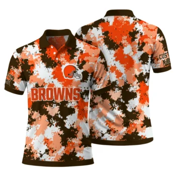 Cleveland Browns Polo Shirt Custom Pixel Camo Brown Fashion Forward