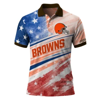 Cleveland Browns Polo Shirt Customized Star Stripes Red Blue Best Selling