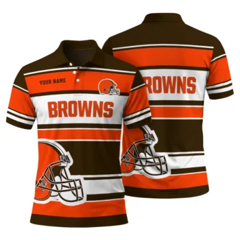 Cleveland Browns Polo Shirt Personalized Horizontal Blocks Brown Fashion Forward