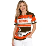 Cleveland Browns Polo Shirt Personalized Horizontal Blocks Brown Best Selling