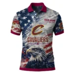 Cleveland Cavaliers Polo Shirt - Customized Star Brushstrokes Wine Blue