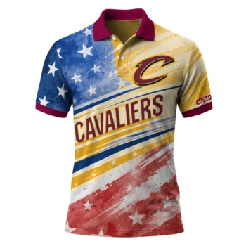 Cleveland Cavaliers Polo Shirt - Customized Star Stripes Red Blue