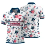 Cleveland Guardians Polo Shirt Custom Floral Pinstripe Navy Blue White Best Selling