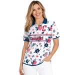 Cleveland Guardians Polo Shirt Custom Floral Pinstripe Navy Blue White Best Selling
