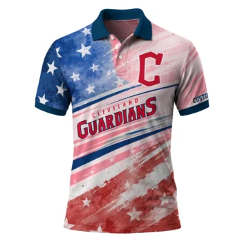 Cleveland Guardians Polo Shirt Custom Star Stripes Red Blue Best Selling