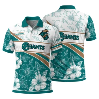 Coastal Carolina Chanticleers Polo Shirt Personalized Floral Angles Green White Fashion Forward