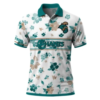Coastal Carolina Chanticleers Polo Shirt Personalized Floral Pinstripe Green White Best Selling