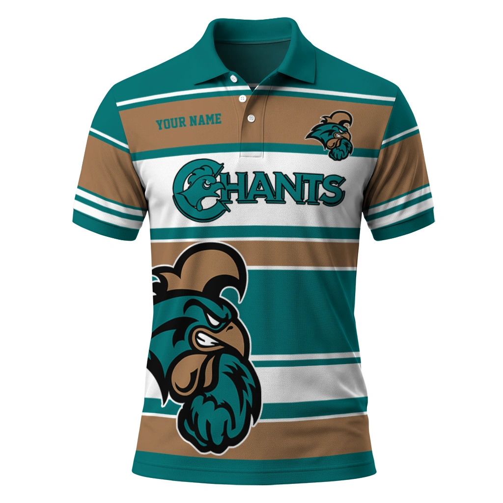 Coastal Carolina Chanticleers Polo Shirt Personalized Horizontal Blocks Green Best Selling Coastal Carolina Chanticleers Polo Shirt Personalized Horizontal Blocks Green Best Selling