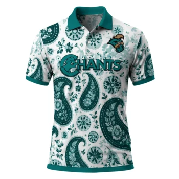 Coastal Carolina Chanticleers Polo Shirt Personalized Paisley Florals Green White Best Selling