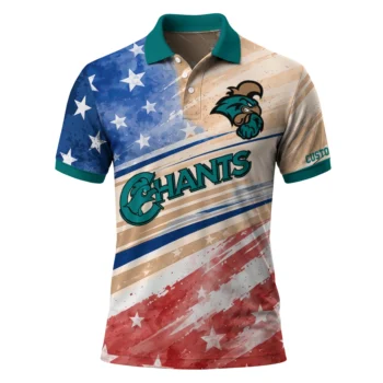 Coastal Carolina Chanticleers Polo Shirt Personalized Star Stripes Red Blue Best Selling