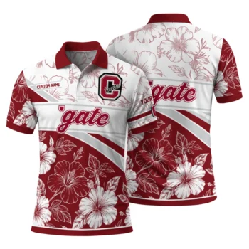 Colgate Raiders Polo Shirt Custom Floral Angles Maroon White Fashion Forward
